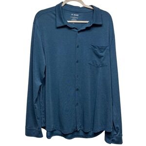01.Algo Performance Shirt XL Stretch Button-Up Blue Teal  Long Sleeve